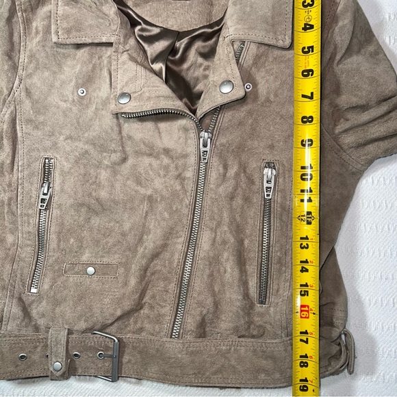 Blank NYC Suede Leather Moto Jacket Size Large Zip Biker - Picture 9 of 10